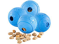 Sweetypet 4er-Set Hunde-Spielbälle, Naturkautschuk, Snack-Ausgabe, Ø 8 cm, blau