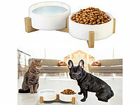 Sweetypet Doppel-Futter & Trinknapf aus Keramik mit Bambus-Ständer, je 400 ml; Selbstkühlende Gel-Matten für Haustiere Selbstkühlende Gel-Matten für Haustiere 